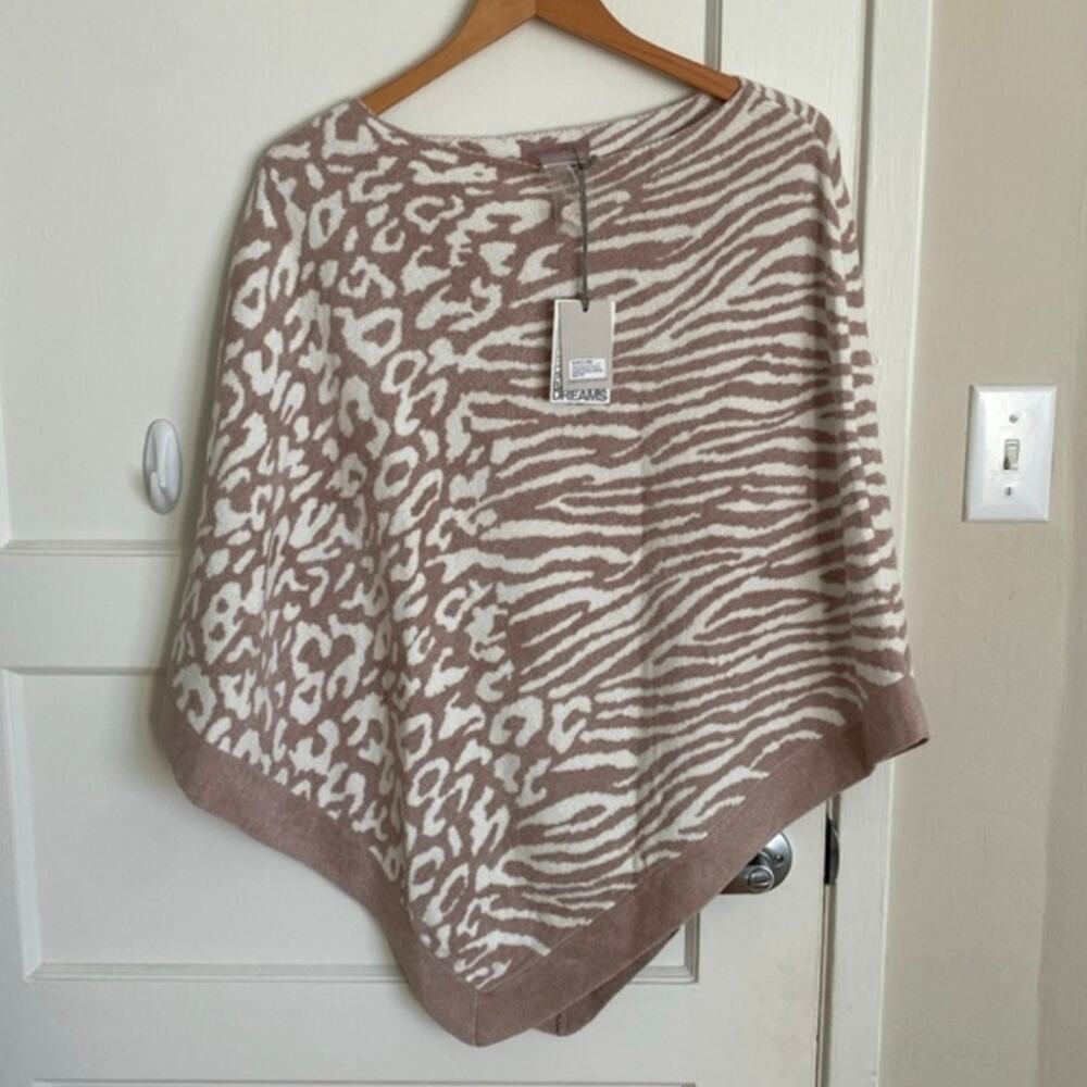 NEW Barefoot Dreams CozyChic Ultra Lite Faded Rose Pink Animal Poncho Wrap OS - Picture 5 of 10